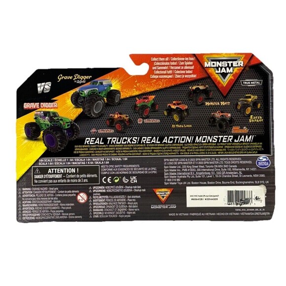 Grave Digger Vs Grave Digger Legend Monster Jam Truck 1:64 Monster Truck Diecas - Picture 2 of 3